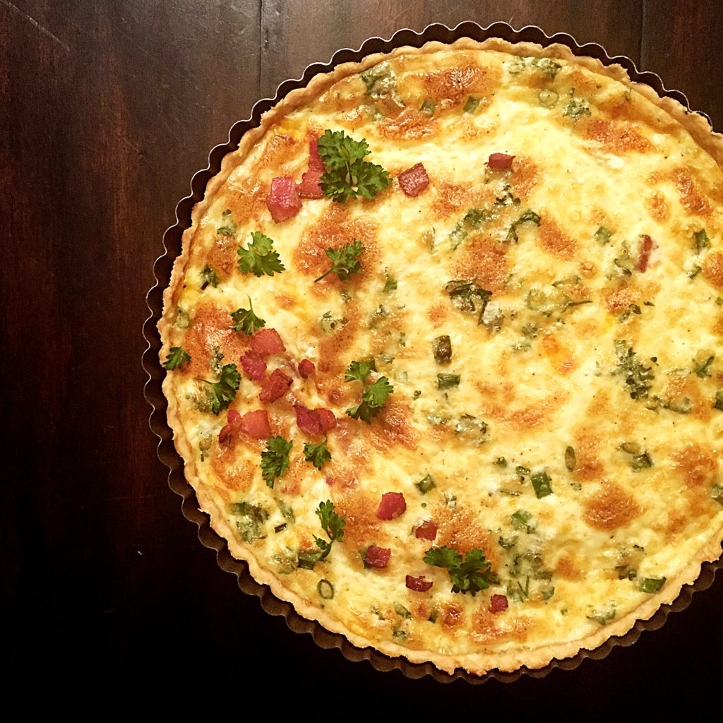 The Perfect Quiche Tart with Bacon, Cheddar Cheese, and Herbs
