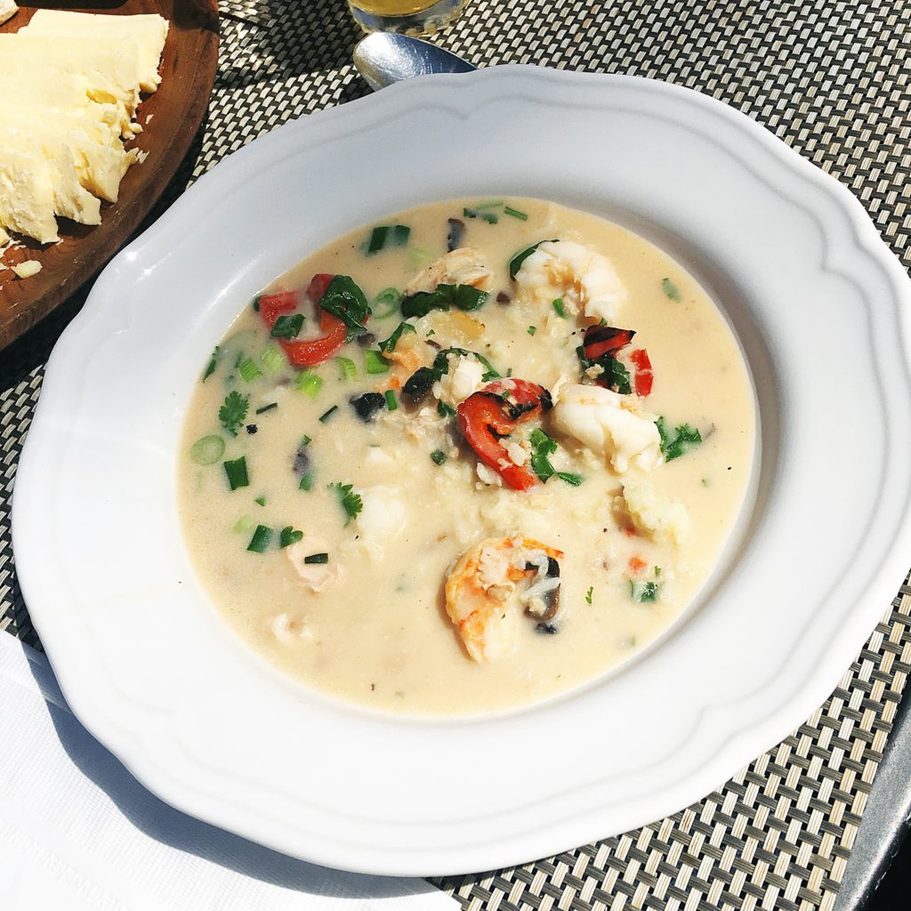 A Hearty and Elegant Seafood Chowder with Lobster and fresh cream